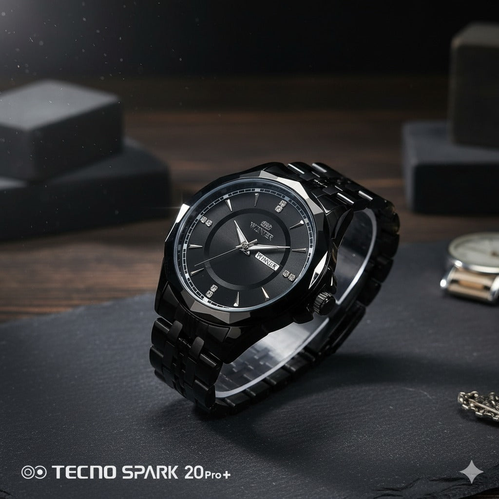 Winner Black Classic Automatic Mechanical Watch for Men