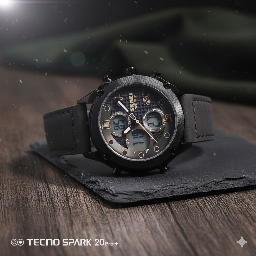 Skmei 20C Dual Display Sports Watch (Analog-Digital, Waterproof, Black)