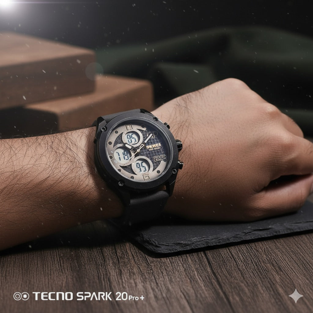 Skmei 20C Dual Display Sports Watch (Analog-Digital, Waterproof, Black)