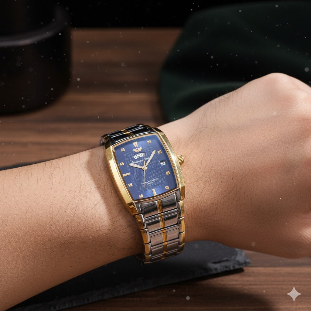 Winner Blue Royal Edition Luxury Wrist Watch for Men (Two-Tone Steel & Gold)