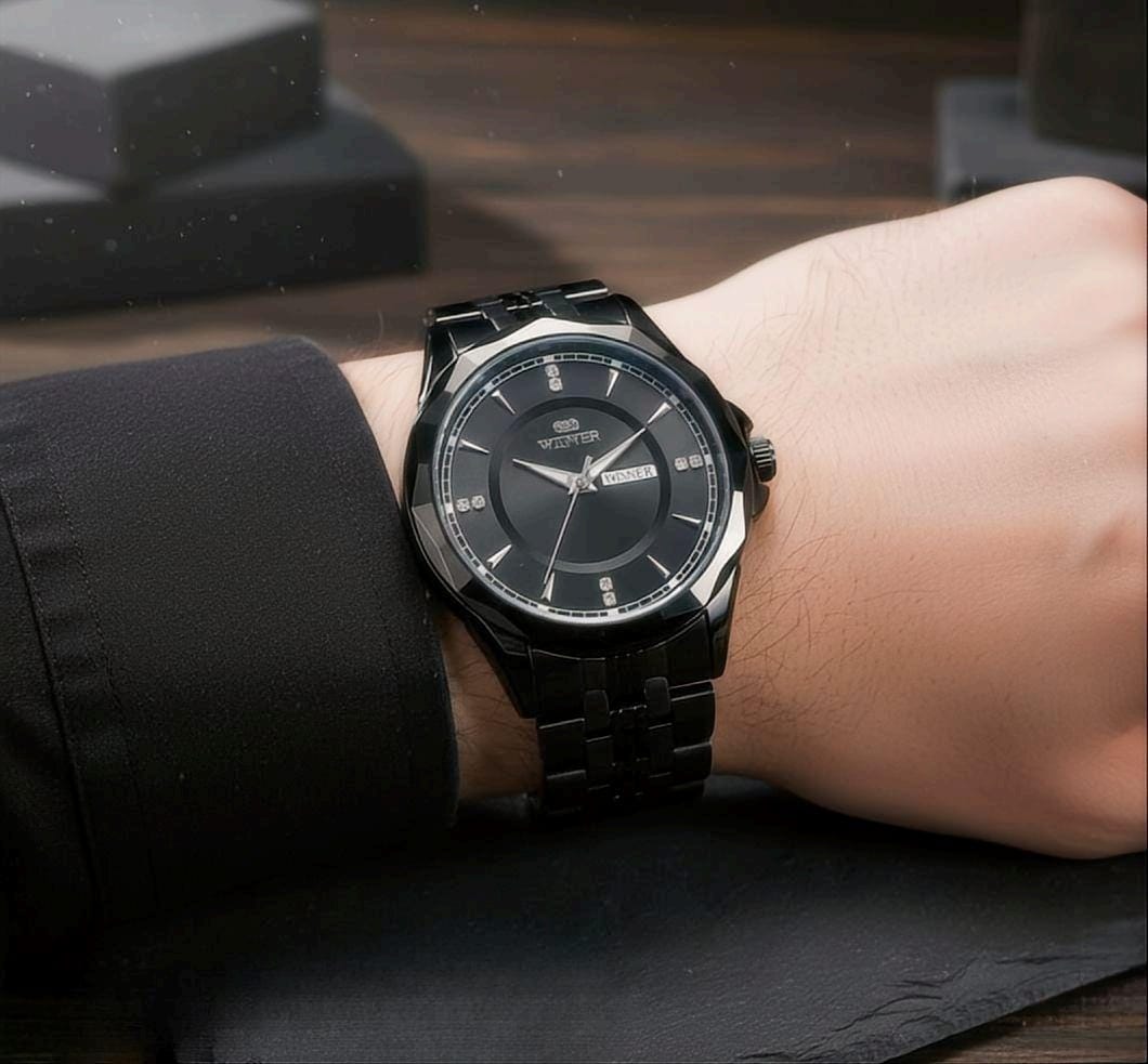 Winner Black Classic Automatic Mechanical Watch for Men